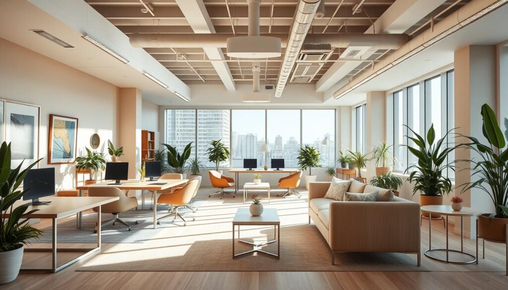 warna dan pencahayaan ruang kantor optimal